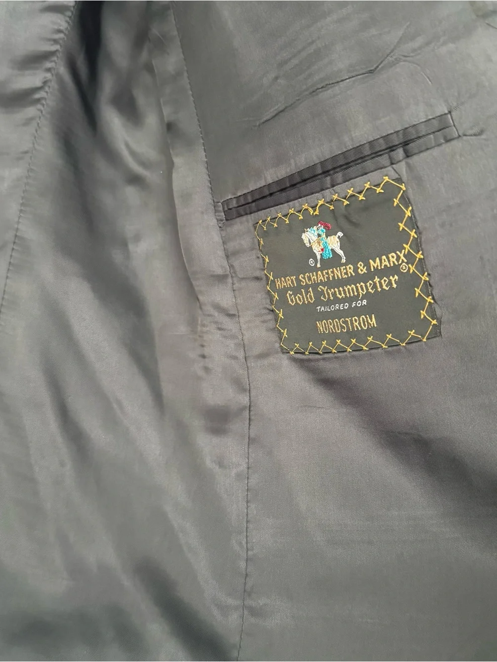 Vtg Hart Schaffner Marx 2 pc Suit 41R 34x30 Gray Gold Trumpeter Wool USA Made